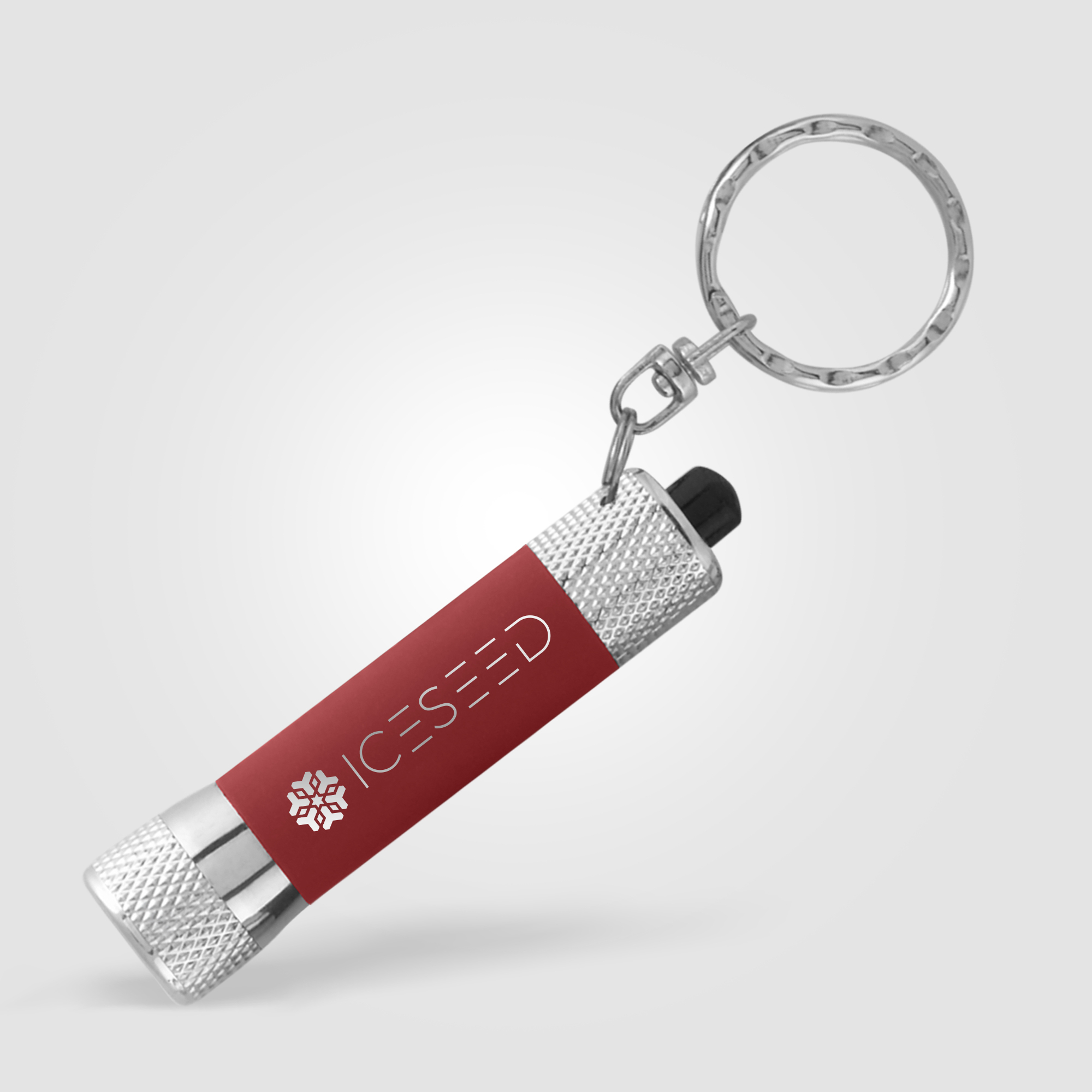 Mini lampe porte-clés publicitaire McQueen Soft Touch Rouge brique 188C